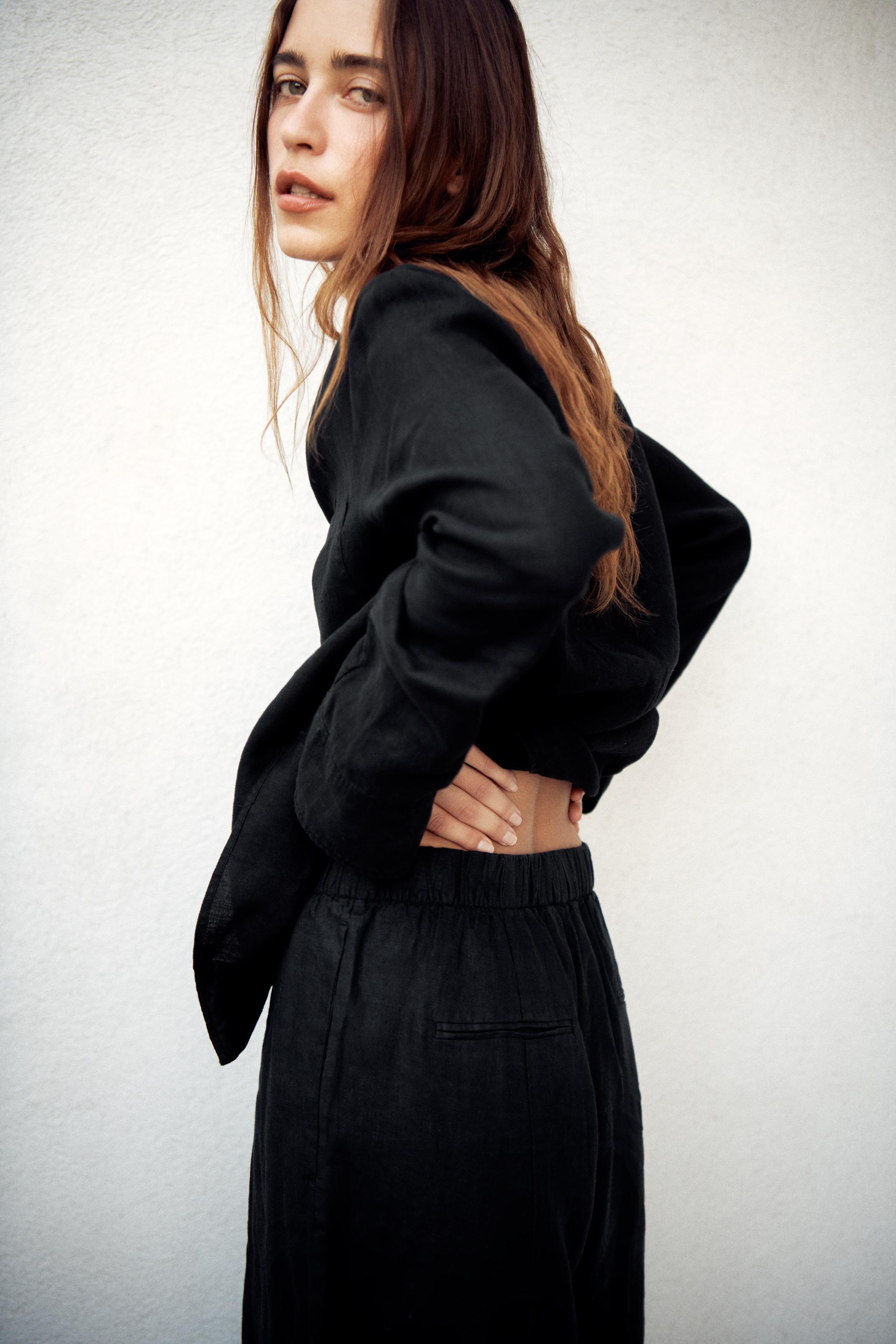 100% LINEN BARREL PANTS ZW COLLECTION